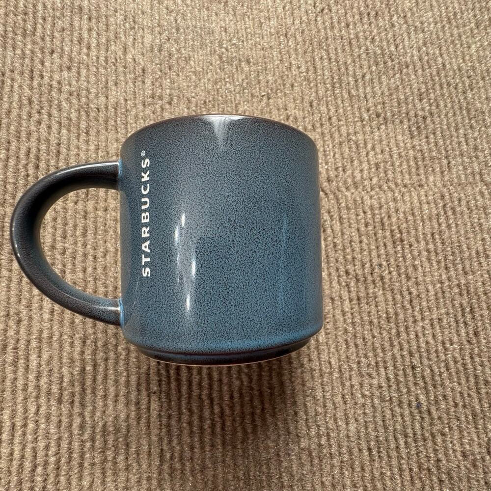 Starbucks Stoneware Artisan Glazed Blue & Brown Stackable 14oz Coffee Mug 2014